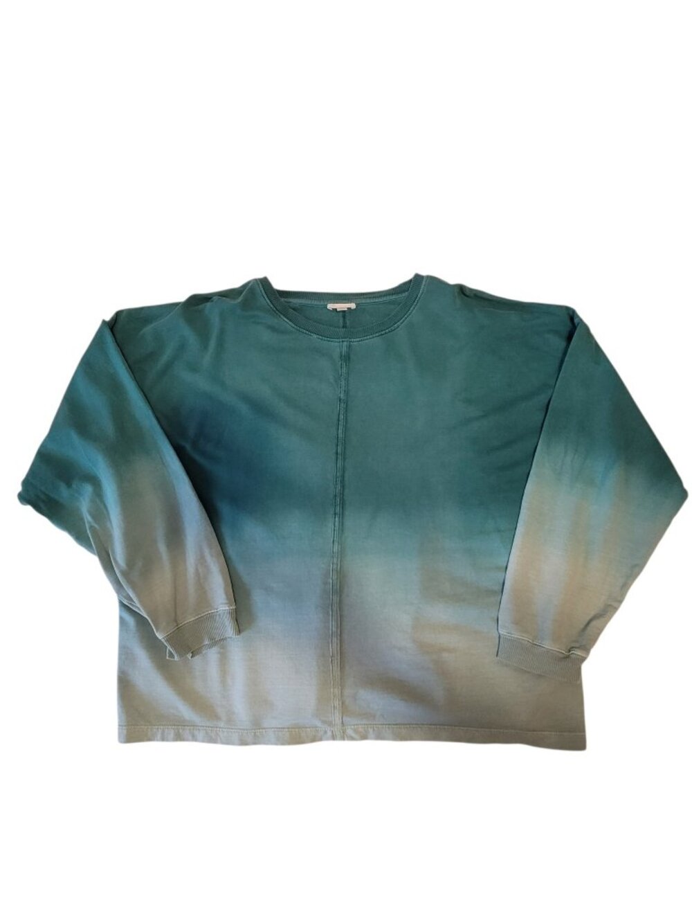 Garnet Hill Green Ombre Crewneck Sweatshirt Sz XL Casual Preppy Capsule Wardrobe